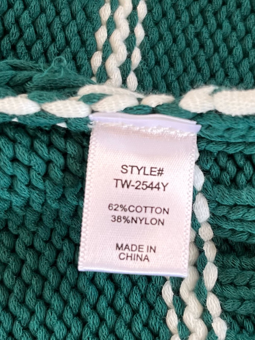 Women’s Zenana Green/White Striped Mock neck Sweater Size Small chunky knit - Picture 12 of 16